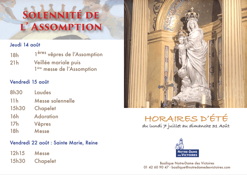 Solennité de l'Assomption Notre-Dame des Victoires Solennité de l'Assomption Notre-Dame des Victoires